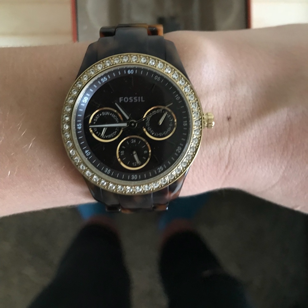 Tortoise Shell Fossil Watch - image 1